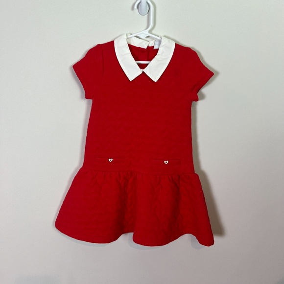 Janie and Jack Girls Red Heart Short Sleeve Dress Valentines Day Size 4